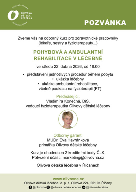 Seminář 22. 04. 2026: Pohybová a ambulantní rehabilitace v léčebně