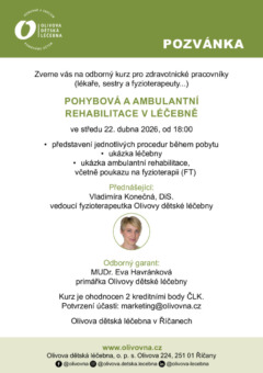 Seminář 22. 04. 2026: Pohybová a ambulantní rehabilitace v léčebně